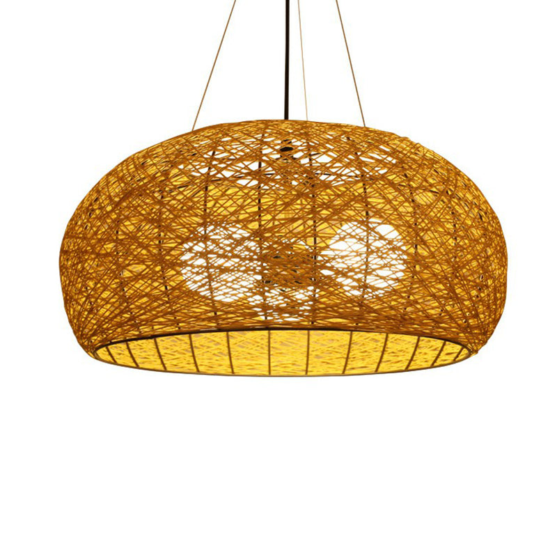 Rattan Tea Room Chandelier: Asian Style Pendant Lighting Fixture