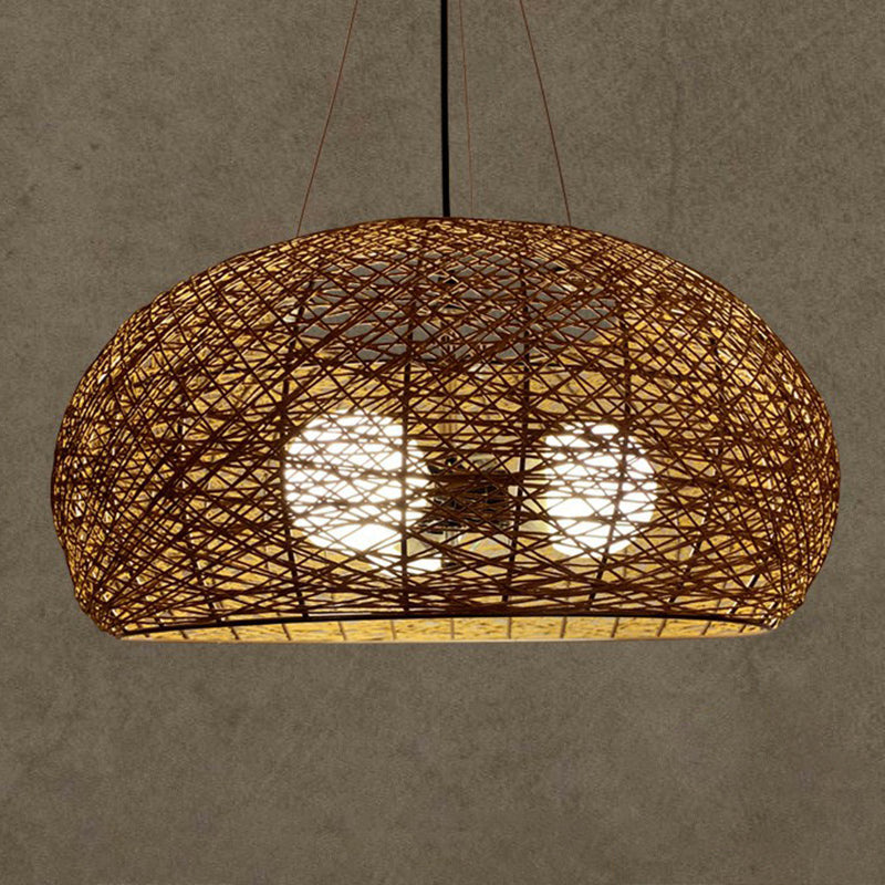 Rattan Nest Chandelier: Asian-Inspired Pendant Light For Tea Room Coffee / 23.5