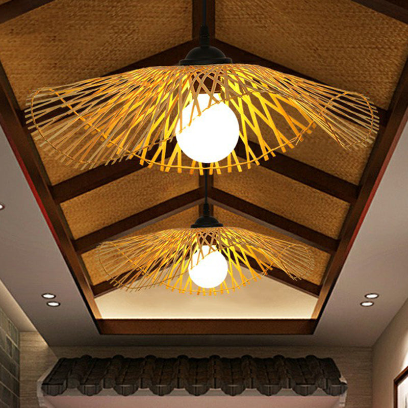 Suspension en feuille de lotus de style chinois : élégante suspension en bambou pour les couloirs