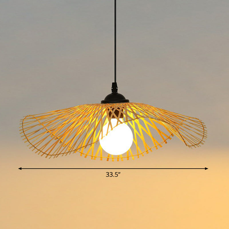 Suspension en feuille de lotus de style chinois : élégante suspension en bambou pour les couloirs