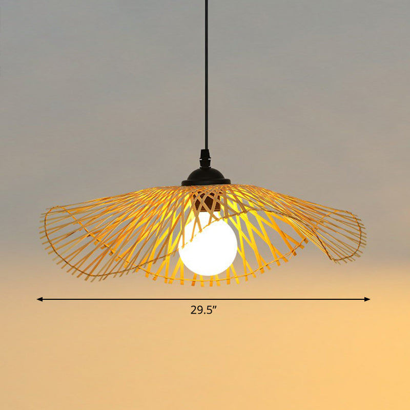 Suspension en feuille de lotus de style chinois : élégante suspension en bambou pour les couloirs