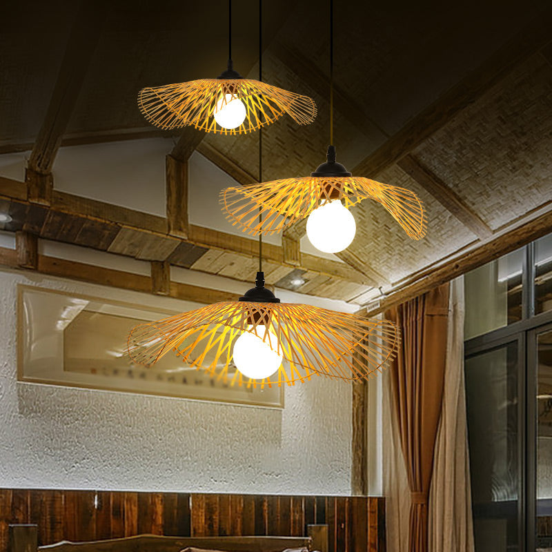 Suspension en feuille de lotus de style chinois : élégante suspension en bambou pour les couloirs