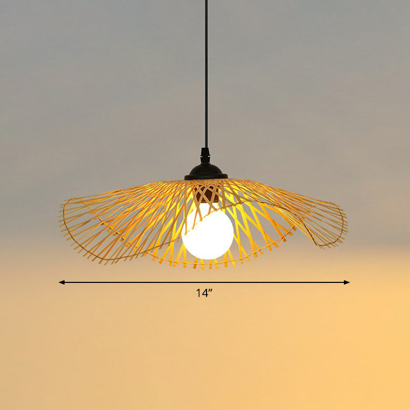 Suspension en feuille de lotus de style chinois : élégante suspension en bambou pour les couloirs