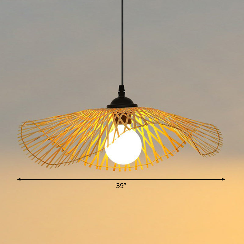 Suspension en feuille de lotus de style chinois : élégante suspension en bambou pour les couloirs