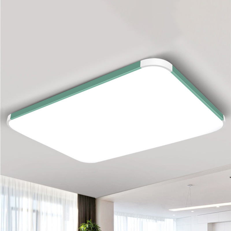 Geometric LED Flush Mount Lamp in Macaron Colors - 12"/15"/17" Wide