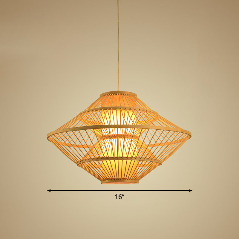 Modern Bamboo Rhombus Pendant Light for Restaurant Ceiling