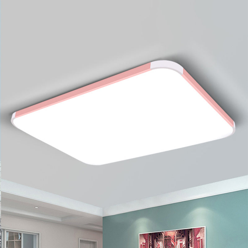 Geometric LED Flush Mount Lamp in Macaron Colors - 12"/15"/17" Wide