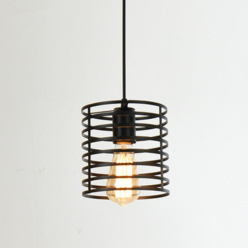 Suspension en métal noir à motif géométrique - Plafonnier de style industriel