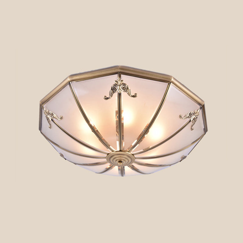 Frosted Glass Brass Ceiling Lamp - Classic Flush Mount for Bedroom