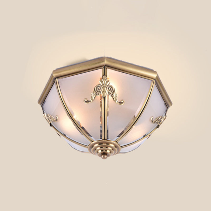 Frosted Glass Brass Ceiling Lamp - Classic Flush Mount for Bedroom