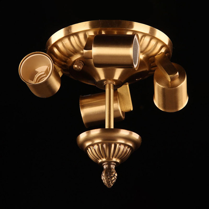 Classic Brass Flush Mount Ceiling Light Fixture with Frost Glass - Ideal for Living Room