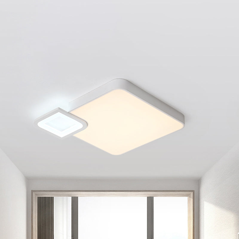 Modern Metal Flush Mount Ceiling Light for Living Room - White/Black, LED, Warm/White, 18"/21.5" Wide
