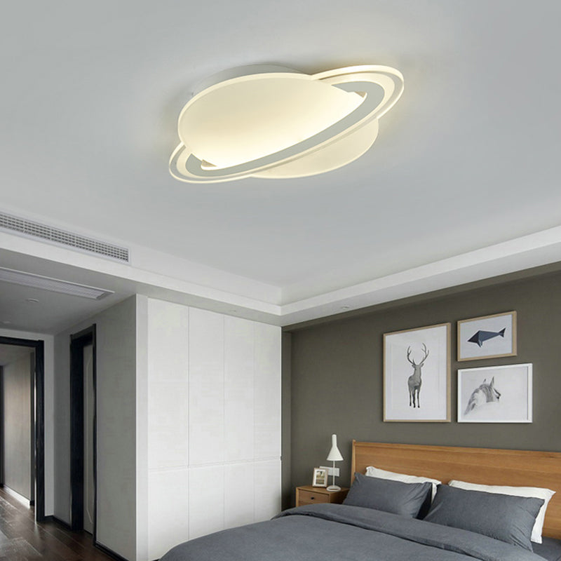 Kid's White LED Ceiling Mount Light with Unique Planet Shape for Bedrooms