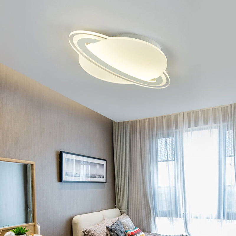 Kid's White LED Ceiling Mount Light with Unique Planet Shape for Bedrooms