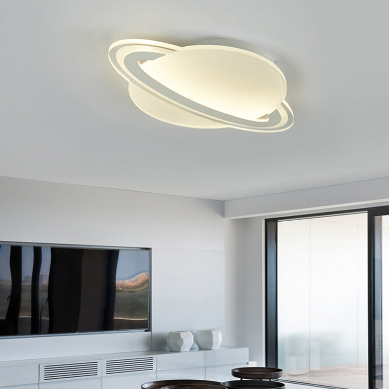 Kid's White LED Ceiling Mount Light with Unique Planet Shape for Bedrooms