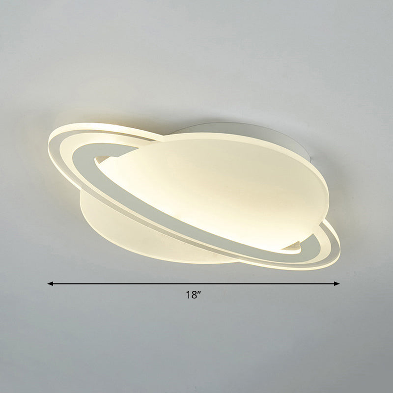 Kid's White LED Ceiling Mount Light with Unique Planet Shape for Bedrooms