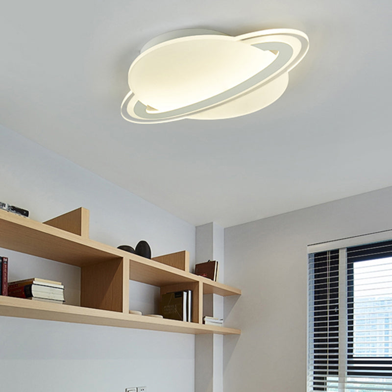 Kid's White LED Ceiling Mount Light with Unique Planet Shape for Bedrooms