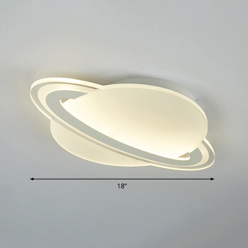 Kid's White LED Ceiling Mount Light with Unique Planet Shape for Bedrooms