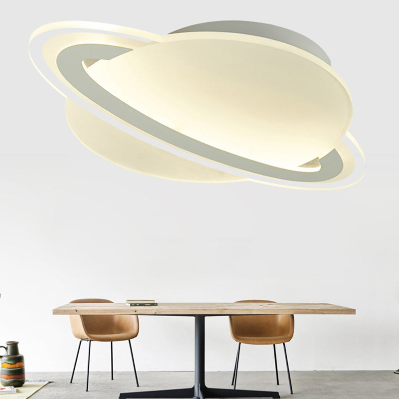 Kid's White LED Ceiling Mount Light with Unique Planet Shape for Bedrooms