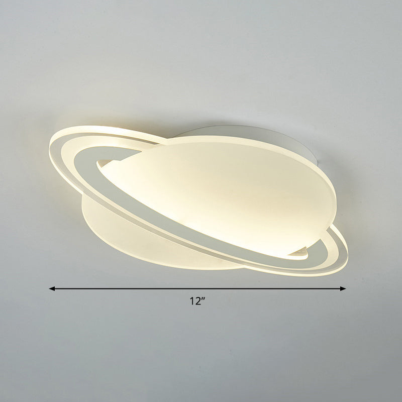 Kid's White LED Ceiling Mount Light with Unique Planet Shape for Bedrooms