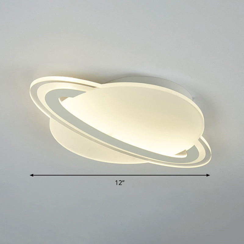 Kid's White LED Ceiling Mount Light with Unique Planet Shape for Bedrooms