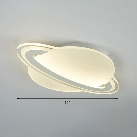 Kid's White LED Ceiling Mount Light with Unique Planet Shape for Bedrooms