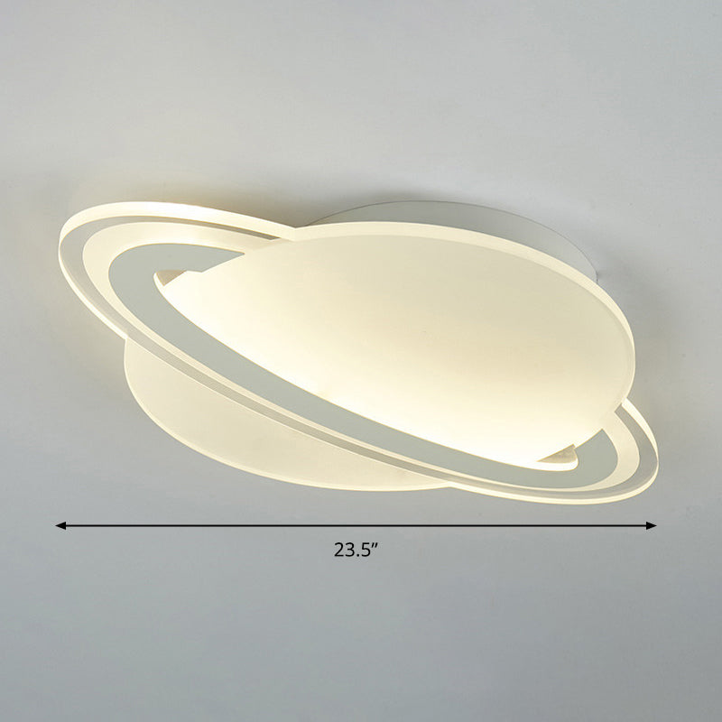 Kid's White LED Ceiling Mount Light with Unique Planet Shape for Bedrooms