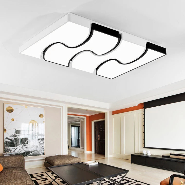 Modernist Style LED Flush Mount Lighting in White - 16.5"/27" Width for Living Room