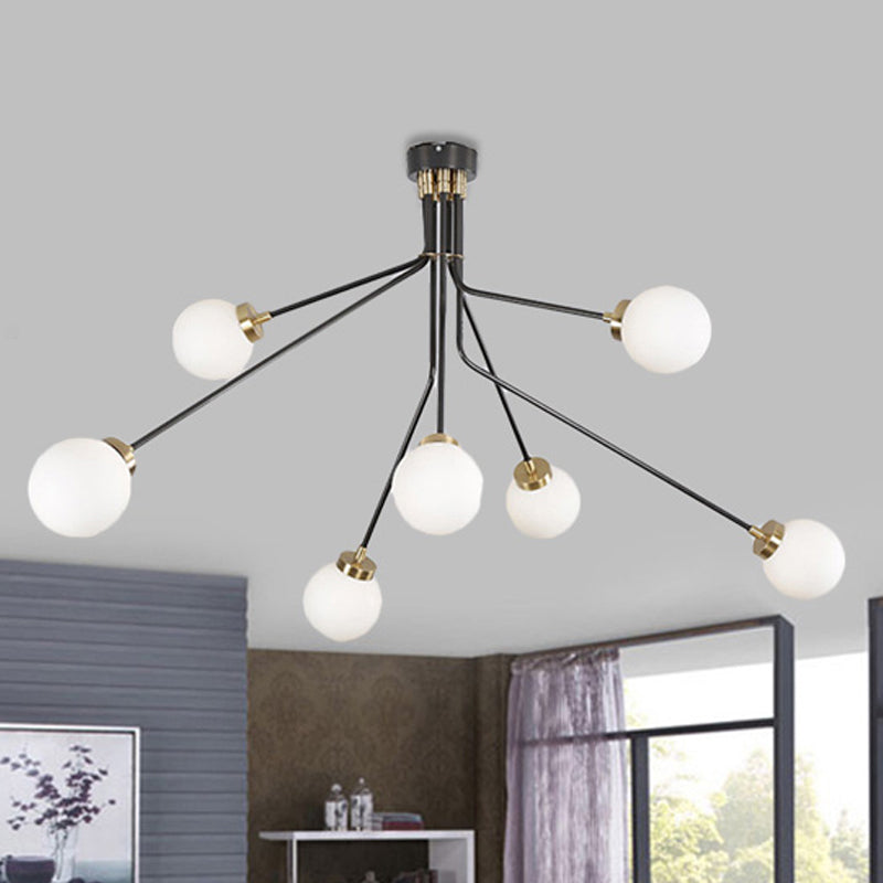 Modern Black Metal Semi Flush Ceiling Lamp - 3/7 Lights - Dining Room Lighting Fixture