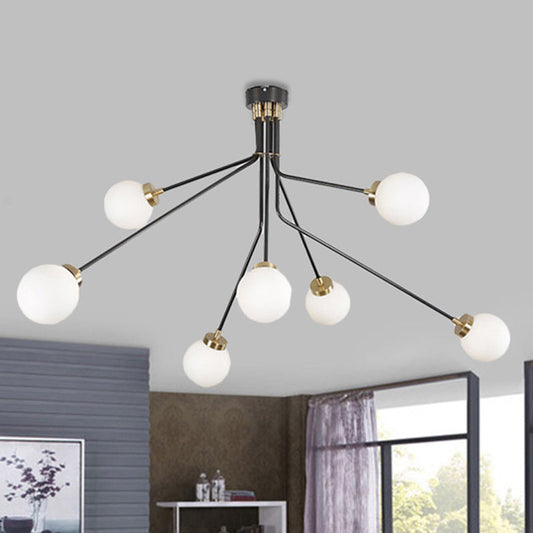 Modern Black Metal Semi Flush Ceiling Lamp - 3/7 Lights - Dining Room Lighting Fixture