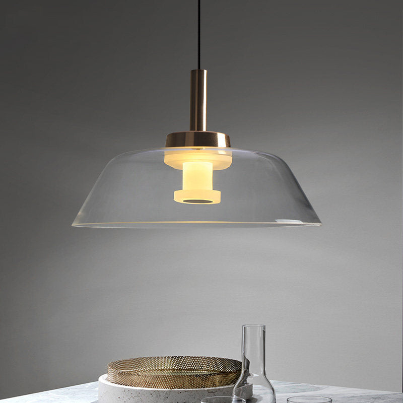 Modern LED Clear Glass Bowl Pendant Light in Polished Chrome - Ideal for Dining Room Ceiling