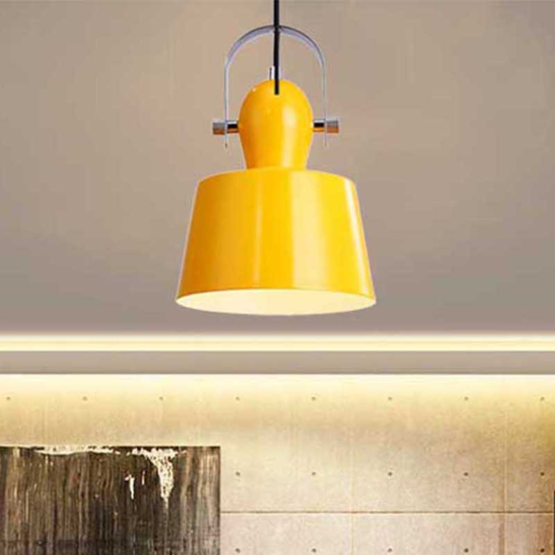 Minimalist Metal Pendant Lamp With Upside-Down Trifle Bowl Design | 1 Light Black/White/Yellow