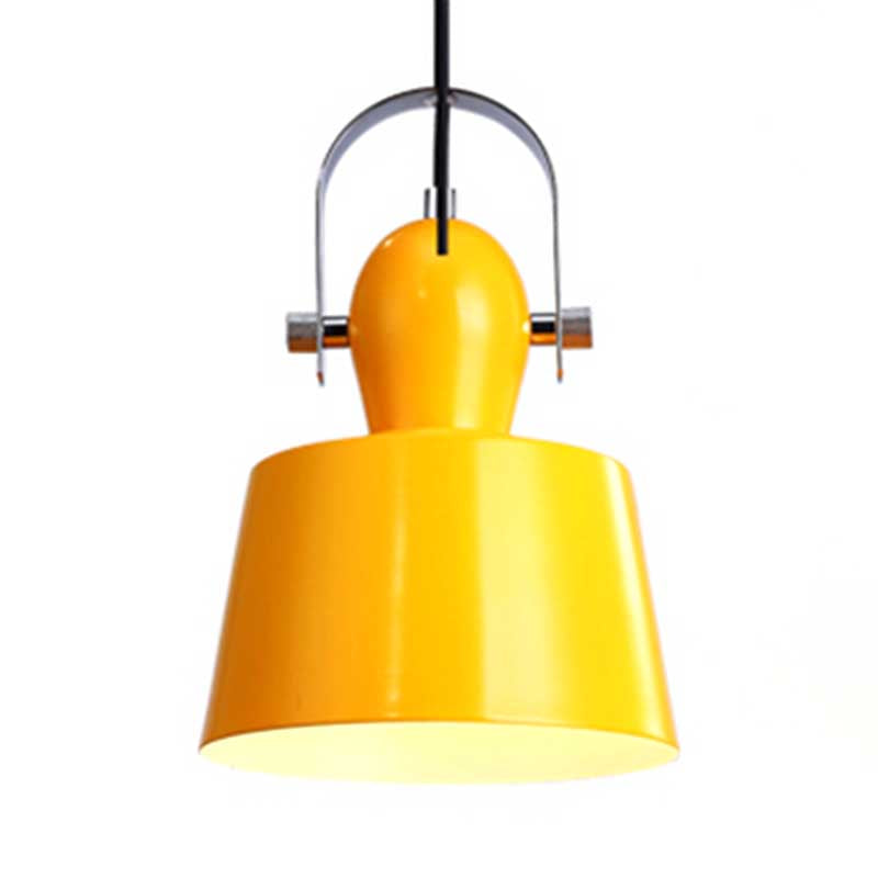Minimalist Metal Pendant Lamp With Upside-Down Trifle Bowl Design | 1 Light Black/White/Yellow