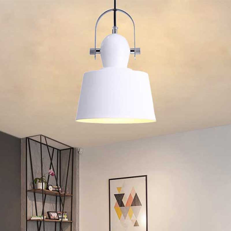 Minimalist Metal Pendant Lamp With Upside-Down Trifle Bowl Design | 1 Light Black/White/Yellow