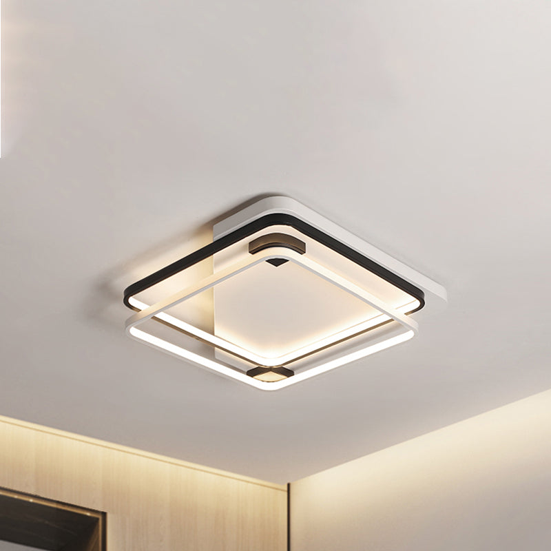 Modern LED Black/White Acrylic Rectangular Ceiling Light - 18"/22"/27.5" Wide - Warm/White Light - Flushmount