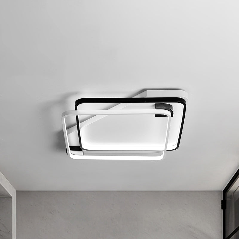 Modern LED Black/White Acrylic Rectangular Ceiling Light - 18"/22"/27.5" Wide - Warm/White Light - Flushmount