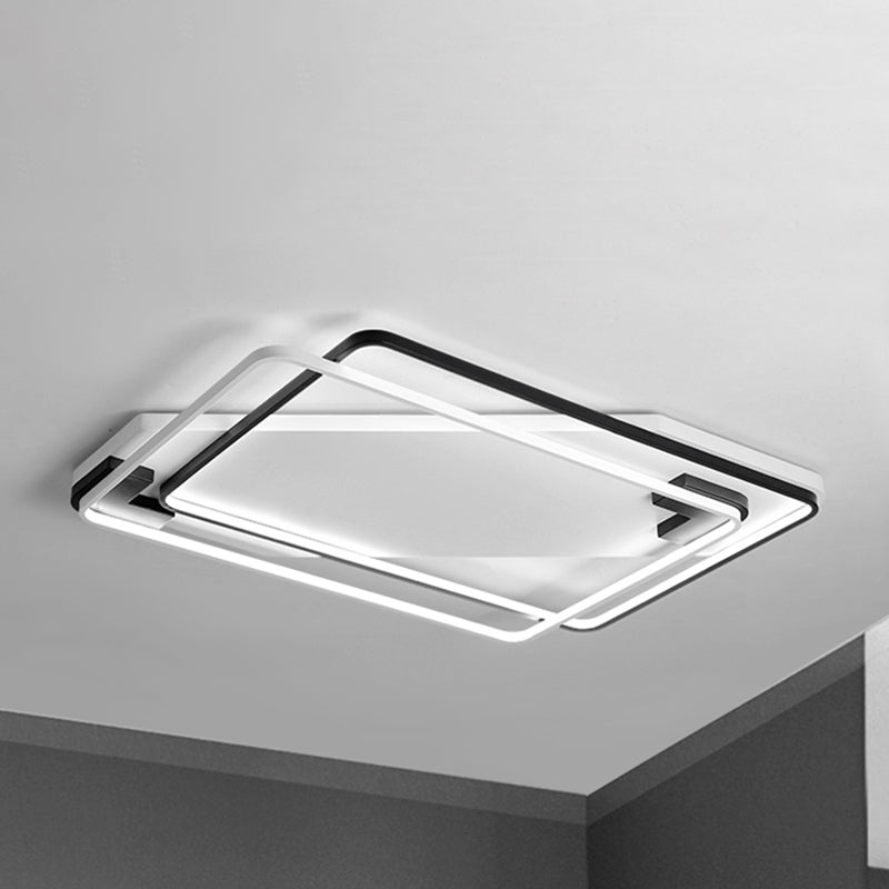 Modern LED Black/White Acrylic Rectangular Ceiling Light - 18"/22"/27.5" Wide - Warm/White Light - Flushmount