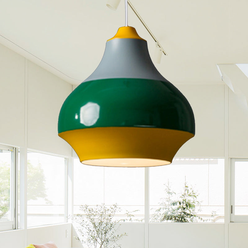 Modern Metal Urn Pendant Light - 1 Light Grey/White/Green - Ideal for Bedroom
