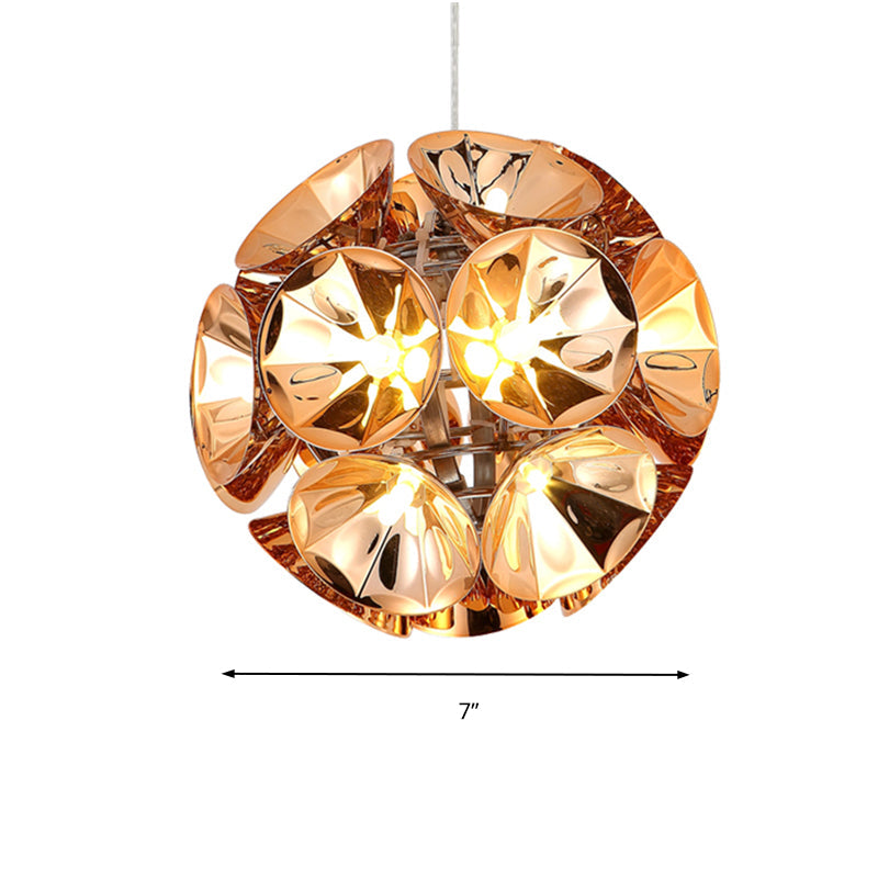 Modern Ball Pendant Light in Chrome/Gold with LED, White/Warm, 7"/11" Dia