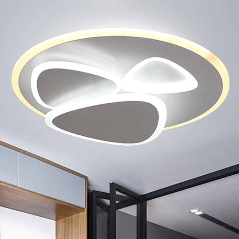 Modern Metal and Acrylic LED Flush Ceiling Light in White/Warm Light, 19.5"/31" Wide