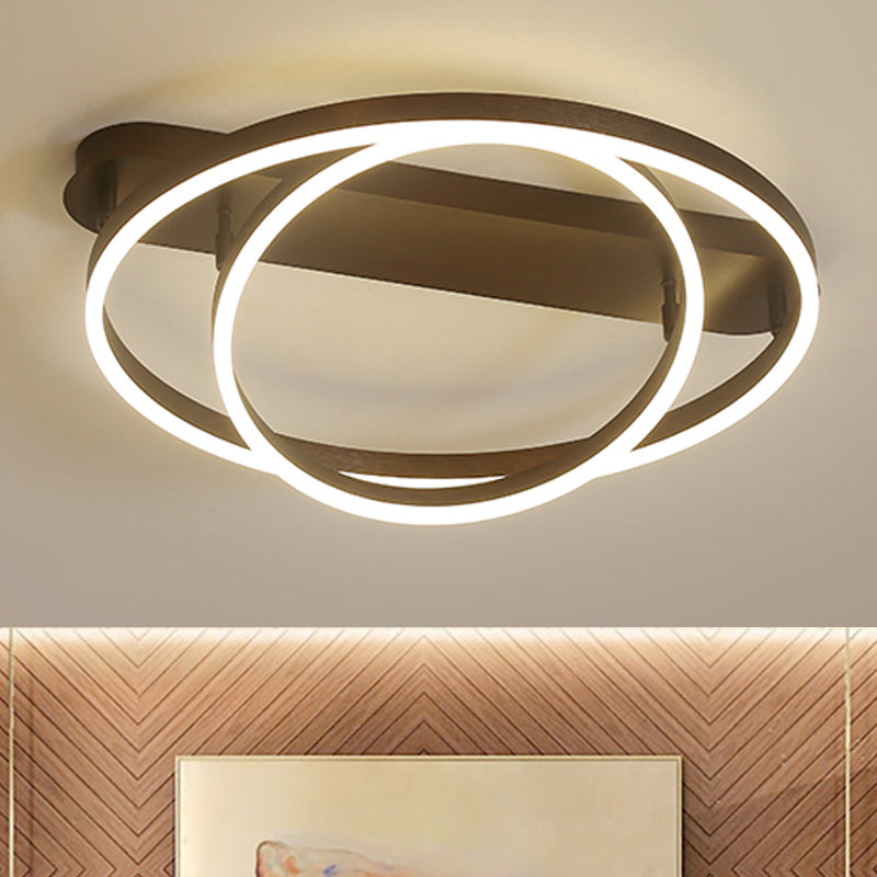 Contemporary Multi Circle Metal Flush Mount Lamp With 1/2/3 Heads, White/Warm Light