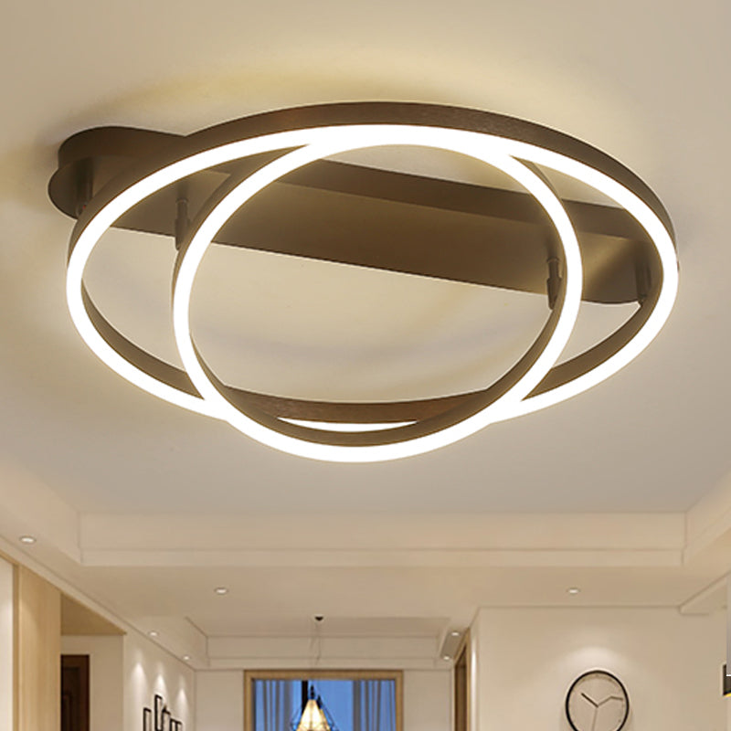 Contemporary Multi Circle Metal Flush Mount Lamp With 1/2/3 Heads, White/Warm Light