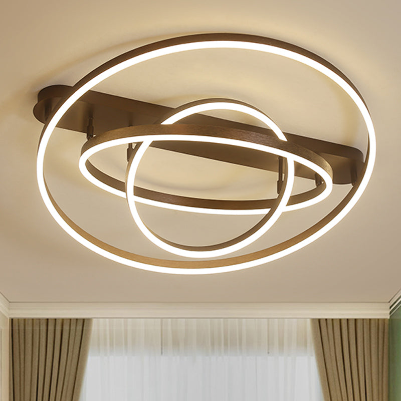 Contemporary Multi Circle Metal Flush Mount Lamp With 1/2/3 Heads, White/Warm Light