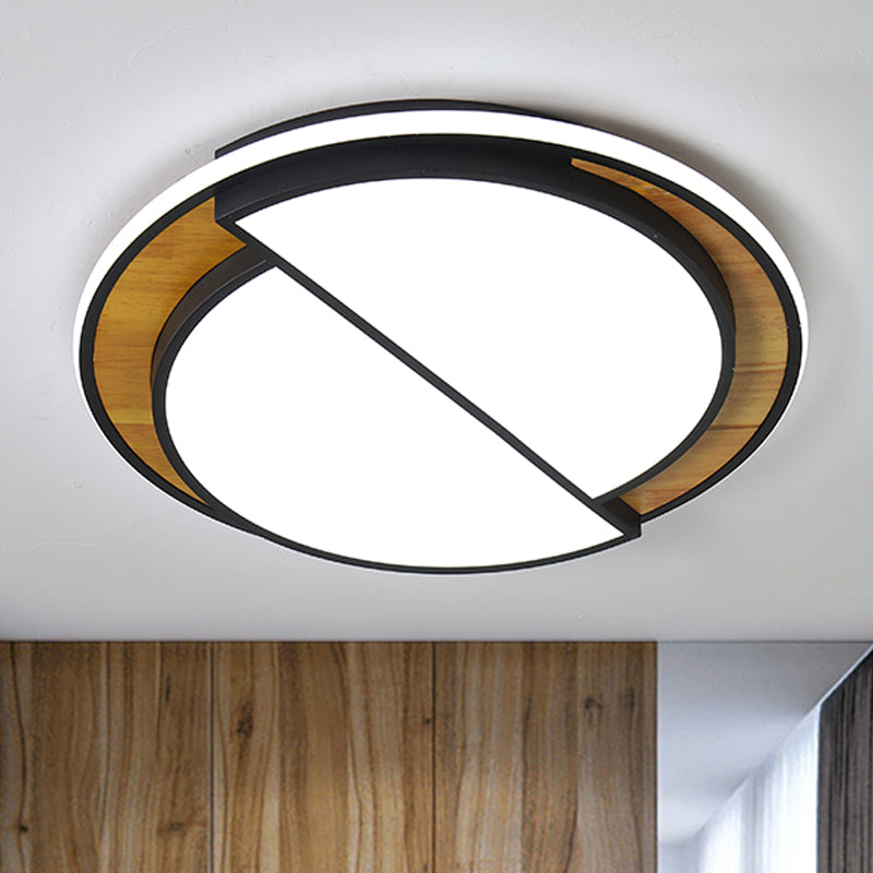 Modern LED Flush Mount Light in Black/White with White/Warm Glow, 16.5"/20.5" Wide