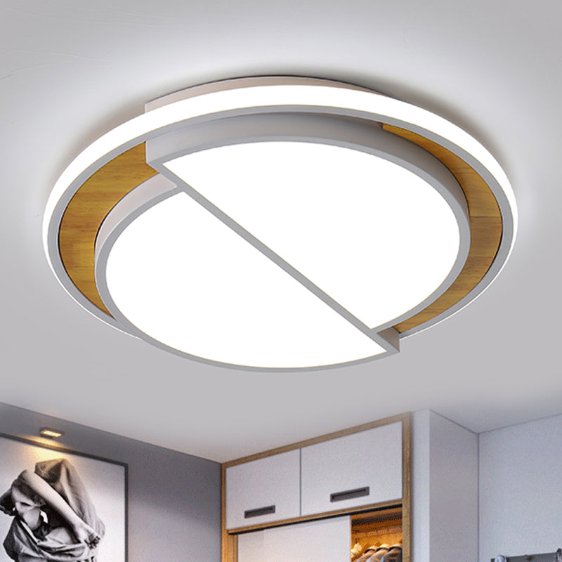 Modern LED Flush Mount Light in Black/White with White/Warm Glow, 16.5"/20.5" Wide