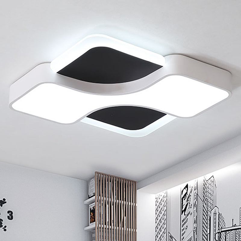 Geometric Metal LED Flush Ceiling Light Fixture in White/Warm Light, 16.5"/19.5"/23.5" Wide