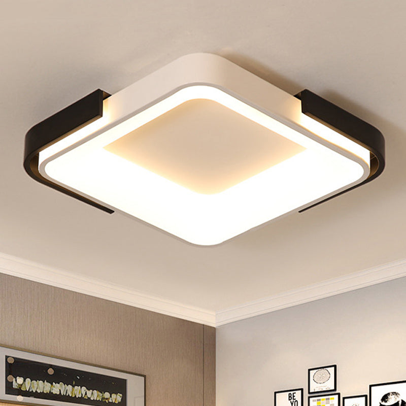 Simple Metal LED Flush Mount Light in White/Warm Light - Rectangular/Square Ceiling Fixture, 18"/35.5" Wide - Ideal for Living Room