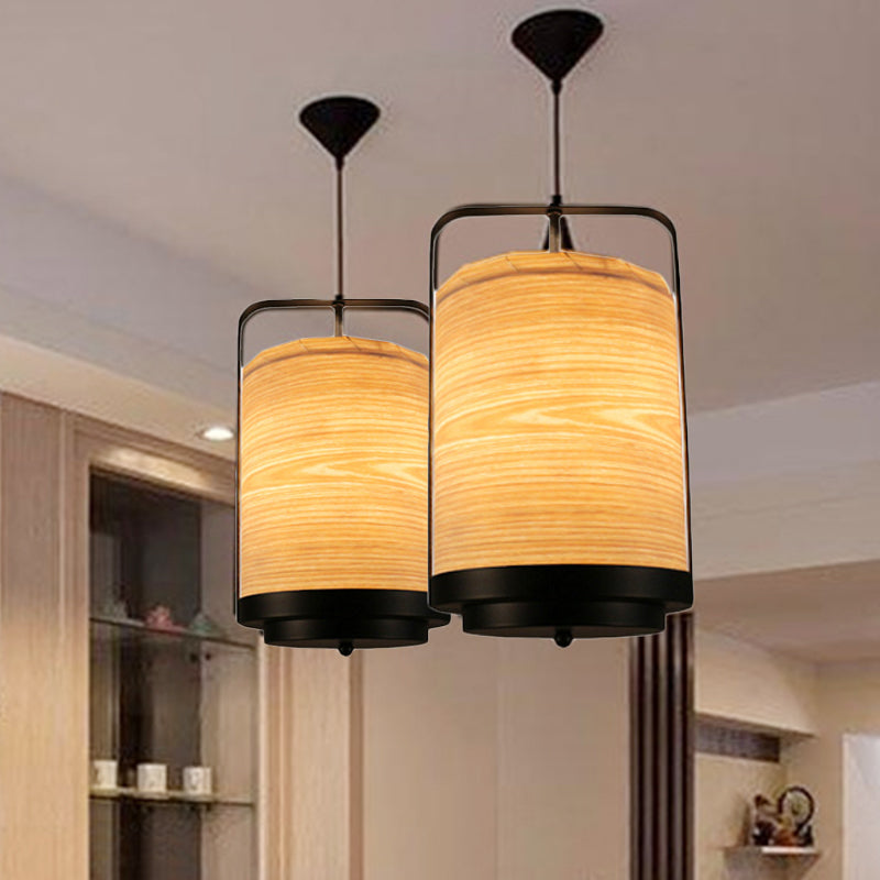 Modern 1-Light Cylindrical Pendant Lamp In White/Red/Green Fabric For Dining Room White
