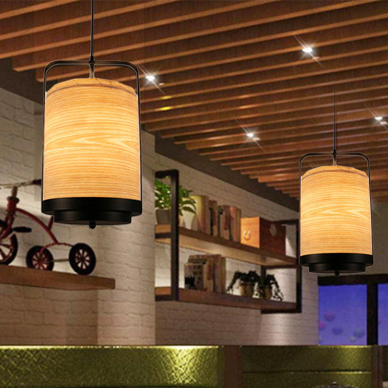 Modern 1-Light Cylindrical Pendant Lamp In White/Red/Green Fabric For Dining Room