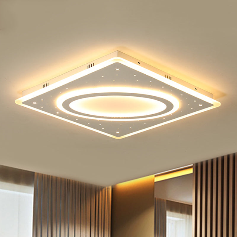 LED Square Flush Mount Ceiling Light in White/Warm with Metal Frame, 21.5"/23.5" Wide